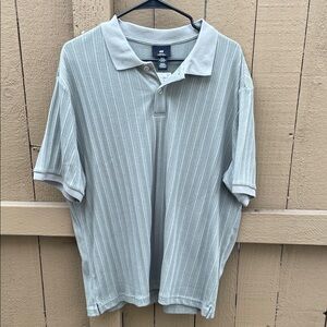 H&M Men's Olive Green Ribbed Polo Shirt